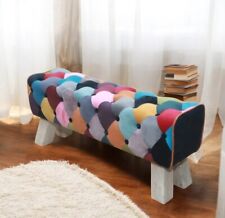Moderno Handmade Otomano Terciopelo Banco Vintage Bohemio Estilo Madera Maciza comprar usado  Enviando para Brazil