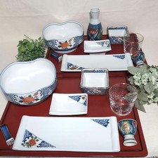 Conjunto de saquê e jantar Arita Ware para 2, 7 peças, cerâmica japonesa, usado comprar usado Conjunto de saquê e jantar Arita Ware para 2, 7 peças, cerâmica japonesa, usado comprar usado  Enviando para Brazil