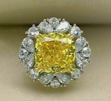 Anel de diamante amarelo natural corte almofada certificado 5,00 quilates acabamento em ouro branco VVS1 comprar usado Anel de diamante amarelo natural corte almofada certificado 5,00 quilates acabamento em ouro branco VVS1 comprar usado  Enviando para Brazil