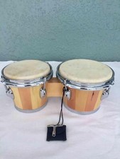Bateria Bongo Musical 7" & 8"" Cabeça de Pele de Navio de Madeira Natural com Chave de Ajuste Muito Bom Estado Usado comprar usado  Enviando para Brazil