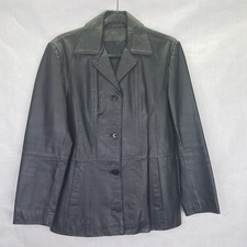 Jaqueta de couro Julian Marcuir feminina S blazer entalhe colarinho forrado bolso botão para cima comprar usado  Enviando para Brazil
