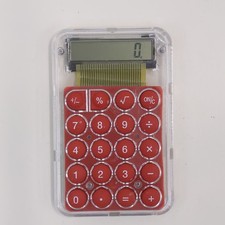 Mini calculadora retrô transparente botões redondos vermelhos transparente traseira alimentada por bateria comprar usado  Enviando para Brazil