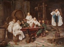 PAINEL DE ÓLEO ALEMÃO ASSINADO POR EDUARD VON GRUTZNER (1846-1925) - MONGES NO PORÃO comprar usado  Enviando para Brazil