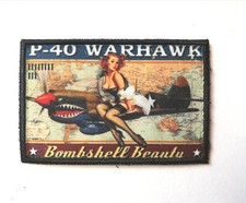Patch MORALE 5x8cm "PIN-UP P40 WARHAWK" Broderie PRINT Design Fun Militaire na sprzedaż  Wysyłka do Poland