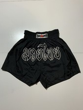 Shorts de costura interna vintage Thaismai Muay Thai preto/branco kickboxing MMA luta 4”  comprar usado  Enviando para Brazil