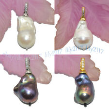 Enorme 15x20mm real natural, Branco, Preto Pérola Keshi Barroca Pingente Folheado A 14 K, usado comprar usado  Enviando para Brazil