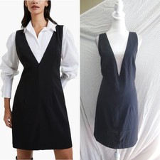 NOVO FRENCH CONNECTION Preto HARRY Deep V-NECK Terno GERAL A-Line VESTIDO M comprar usado  Enviando para Brazil