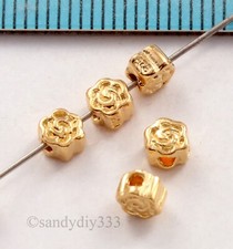 4x CONTAS ESPAÇADORAS REDONDAS FOLHEADAS A OURO 18K REAL FLOR PRATA ESTERLINA 4mm G144 comprar usado  Enviando para Brazil