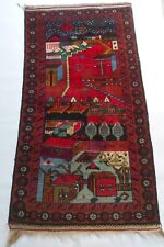Usado, Tapete cênico vintage feito à mão tapete baloch tapete de lã tribal 154x84cm tapete de guerra #89 comprar usado  Enviando para Brazil