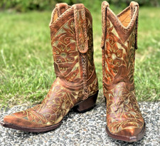 Botas caubói femininas OLD GRINGO Y2K Sage incrustadas couro marrom costurado chicote 7 M comprar usado  Enviando para Brazil