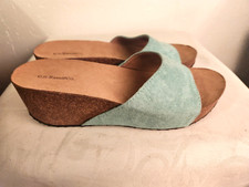 Sandálias G.H BASS & Co Feminina tamanho 8 M Camurça Azul Slip On Wedge Slides #27 comprar usado  Enviando para Brazil