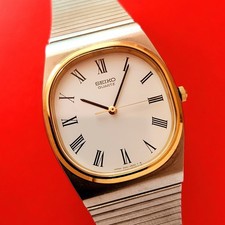 Seiko relógio mostrador numeral romano branco com estojo de dois tons + pulseira 3421-5260 comprar usado  Enviando para Brazil