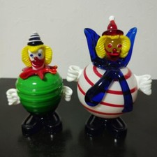 Usado, Palhaço de vidro veneziano Murano conjunto de 2 bonecos estatueta boneca arte H20cm H17cm comprar usado  Enviando para Brazil