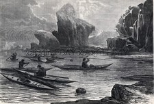 Caça a foca por caiaque esquimó inuit, grande impressão de gravura antiga da década de 1860 comprar usado  Enviando para Brazil