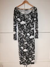 Skull Roses Print Tattoo Maxi Dress Buzy Collection B&W Halloween Size S/M na sprzedaż  PL