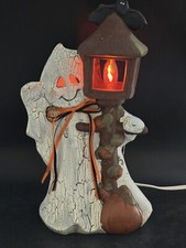 Usado, Antigo poste de abajur de cerâmica com acabamento em madeira fantasma 11,5" lâmpada de Halloween luz decorativa comprar usado  Enviando para Brazil