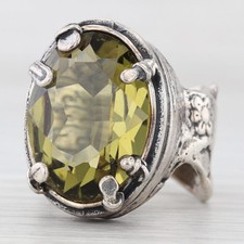Anel de cristal Silpada verde olivina Swarovski prata esterlina R1883 tamanho 7 comprar usado  Enviando para Brazil