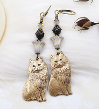 Brass cat earrings for sale  Elkhorn