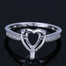 Anel de joias de casamento em forma de coração 9x9mm diamantes reais semi montagem ouro branco 14k comprar usado  Enviando para Brazil