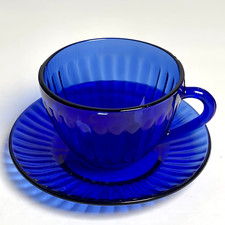 Copo e pires com nervuras Colorex vidro azul cobalto década de 1990 Brasil vintage comprar usado  Enviando para Brazil