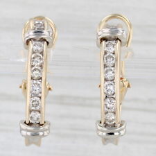 0.80ctw Diamante Viaje Aro J Pendientes 14k Oro Amarillo Blanco Omega Posterior comprar usado  Enviando para Brazil