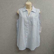 Usado, Blusa Dash Button Feminina Média Azul Branca Listrada Algodão Verão comprar usado  Enviando para Brazil