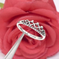 Anel princesa coroa rainha tiara coroa 925 anel prata esterlina ideia de presente para bebê comprar usado  Enviando para Brazil