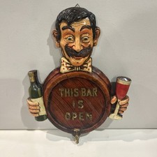 Barril redondo de madeira é placa aberta barman segura bebidas médio vintage raro ~ 17,75” comprar usado  Enviando para Brazil