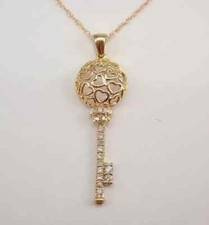 Pingente chave de diamante 100 quilates corte redondo criado em laboratório folheado a ouro amarelo 14K prata comprar usado  Enviando para Brazil
