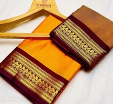 Festa di Nozze Usura Sari Design Intrecciato, Auto Bollywood Cotone Seta, usado comprar usado  Enviando para Brazil