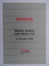 Toyota price list for sale  BOURNEMOUTH