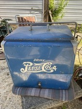 RARO 1950’s Pepsi Cola Blue Metal Progress Refrigerator Co. Refrigerador/caixa de gelo e bandeja, usado comprar usado  Enviando para Brazil