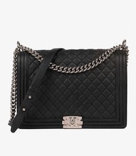Bolsa Chanel preta acolchoada couro caviar grande Le Boy comprar usado  Enviando para Brazil