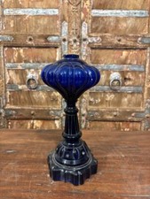Lâmpada vintage de vidro azul cobalto óleo de baleia com chaminé – Iluminação estilo antigo comprar usado  Enviando para Brazil