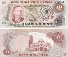 Filipinas 10 estrelas Piso substituição P154 sobreimpressão UNC consecutivo 2 peças comprar usado  Enviando para Brazil