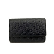 Porta-chaves GUCCI Micro Ssima GG logotipo couro 6 anéis preto/7BF0023 comprar usado  Enviando para Brazil