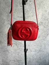 Usado, Bolsa Gucci Soho discoteca intertravada ombro G bolsa de couro vermelha feminina luxo comprar usado  Enviando para Brazil