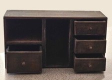 Novo ARMÁRIO DE MADEIRA ENVELHECIDO Primitivo Preto Marrom Quatro Gavetas 21"L x 13"A x 8"D comprar usado  Enviando para Brazil
