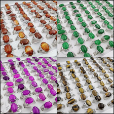Lote al por mayor de 50 anillos mixtos anillos de piedra natural para mujeres joyería de piedras preciosas a granel segunda mano  Embacar hacia Mexico
