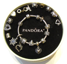 Caixa de berloques pulseira prata esterlina fecho barril corrente cobra 7.1 PANDORA Moments, usado comprar usado  Enviando para Brazil