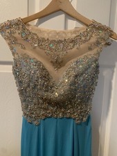 Vestido de formatura Tiffany Designs tamanho 0 estilo turquesa brilhante 16108 sem costas comprar usado  Enviando para Brazil