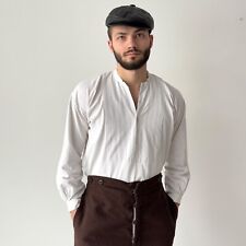Camisa masculina antiga sem colarinho branca eduardiana início do século XX 1900 tamanho M, usado comprar usado  Enviando para Brazil