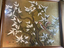 Vintage "Asian Birds And Flowers Scene" Gouache Painting - Signed And Framed for sale  Langhorne