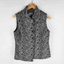Colete Yarra Trail Feminino 12 Preto Cinza 1/2 Botão Mistura de Lã Estampa Zig Zag Forrado comprar usado  Enviando para Brazil