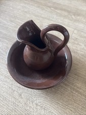 Conjunto de mini jarro e bacia de cerâmica marrom vintage - Decoração de prato de açúcar creme, usado comprar usado  Enviando para Brazil