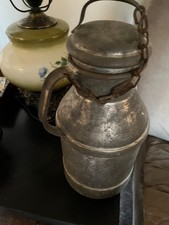 Jarro de lata de leite de metal galvanizado vintage tampa corrente vasilha 4 qrt 15" de altura comprar usado  Enviando para Brazil