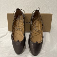 Sapatos femininos Lucky Brand 6M metálico aviee biqueira pontiaguda tiras planas de balé comprar usado  Enviando para Brazil
