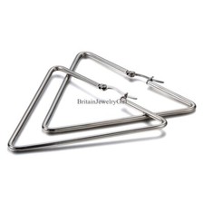 2 peças brincos femininos de aço inoxidável polido em forma de triângulo articulado, usado comprar usado  Enviando para Brazil