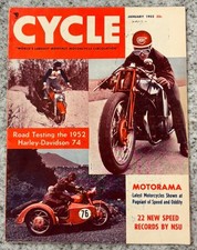 Cycle Magazine January 1952 – Harley-Davidson 74 Road Test, Motorama, NSU ~ VG+ segunda mano  Embacar hacia Mexico