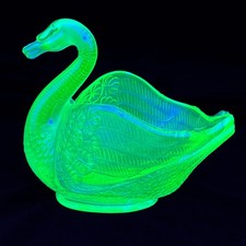 Usado, Prato figurativo cisne iridescente vidro urânio vintage 4,5” acabamento brilhante brilha UV comprar usado  Enviando para Brazil
